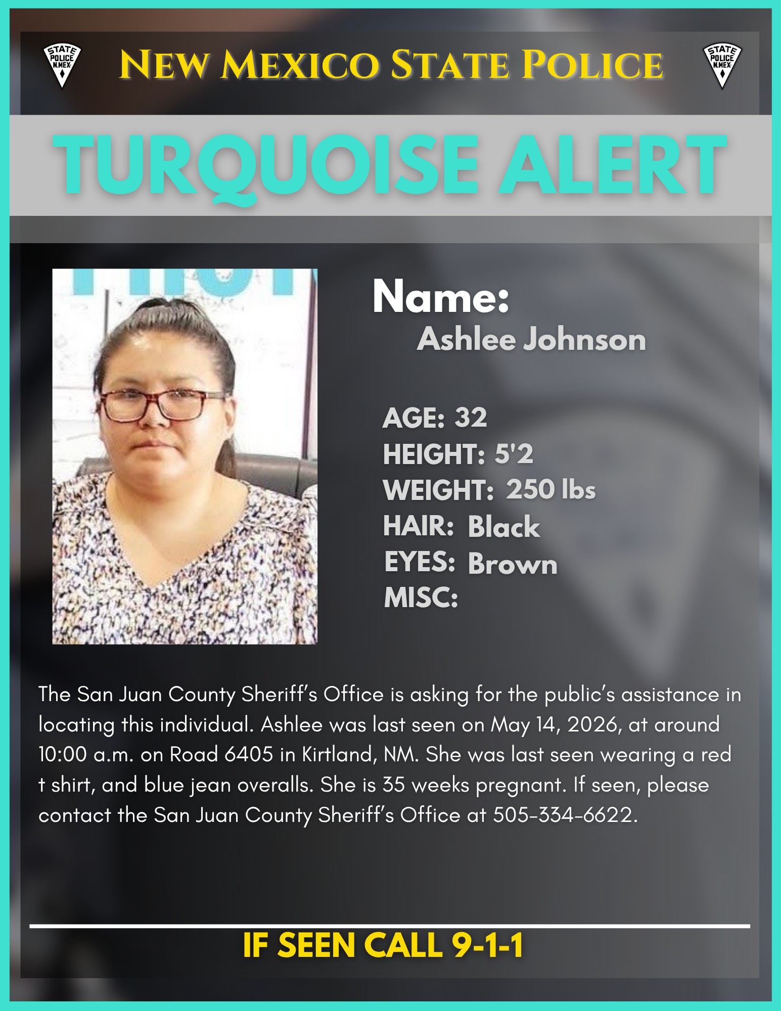 Turquoise Alert- San Juan County Sheriff's Office - NM Department of ...