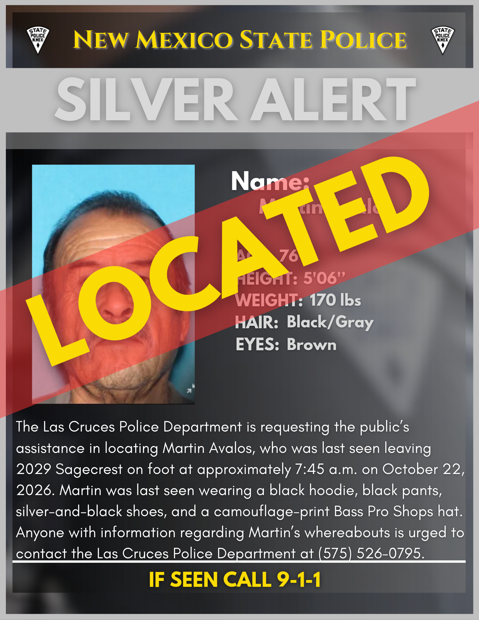 Update: CANCEL Silver Alert-Las Cruces Police Department - NM ...
